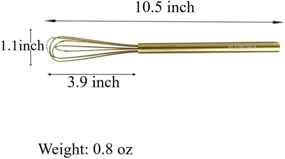 FLYINGSEA Whisk,Small Whisk,Mini Whisk,Stainless Steel Whisk,Wisk,Whisks for cooking,Cooking and Kitchen Gadget.(10.5 inches Golden)