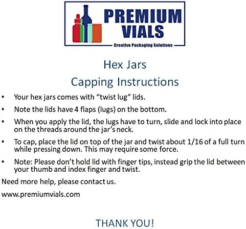 1.5 oz Hexagon Mini Glass Jars with BLACK Lids and Labels (Pack of 24)