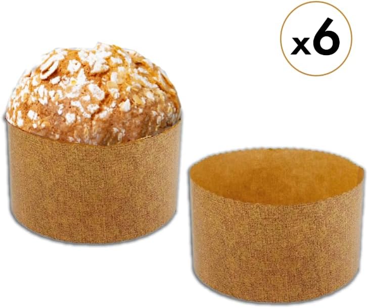 Pastry Chef's Boutique Thin Panettone Paper Pan Mold (Thin Paper - Medium 750 gr) - Pack of 6