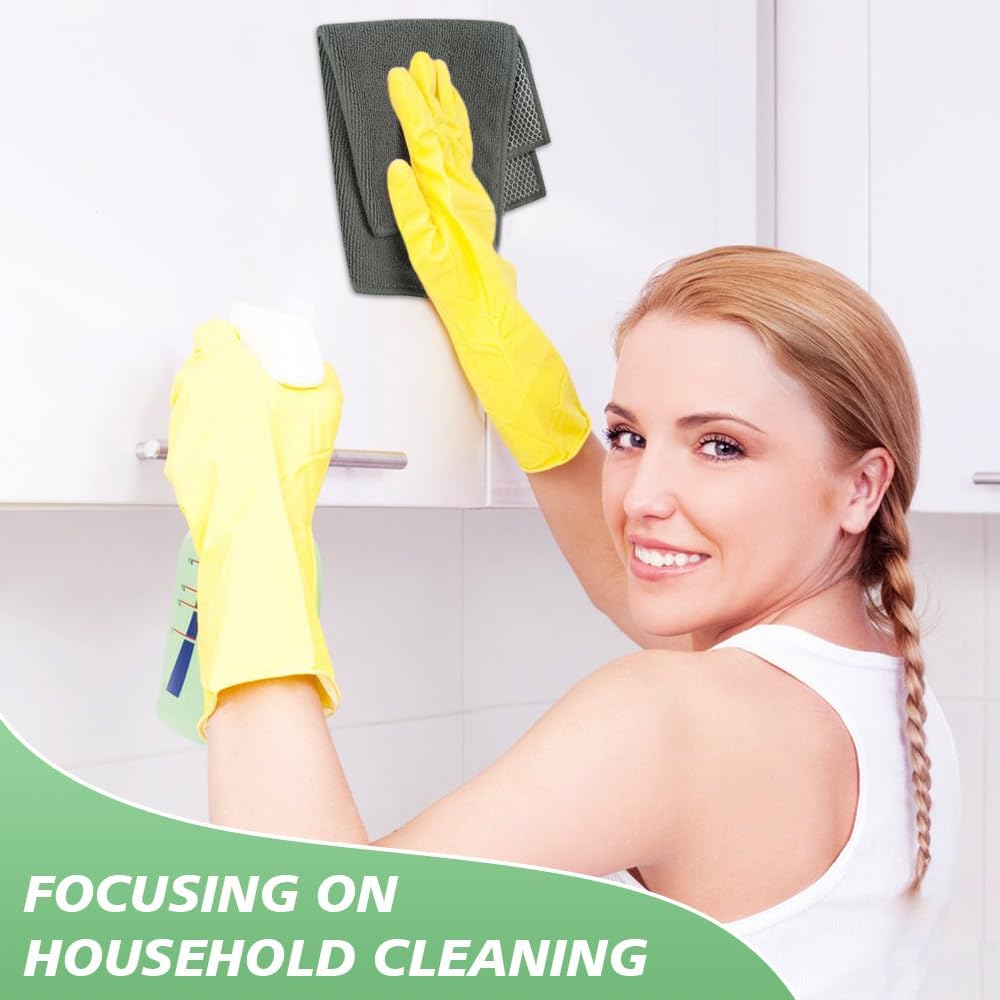 SINLAND Microfiber Dish Cloths Wash Clothes for Kitchen Best Kitchen Cloths Cleaning Cloth Poly Scour Side 12"x12" (10Pack, Dark Grey)