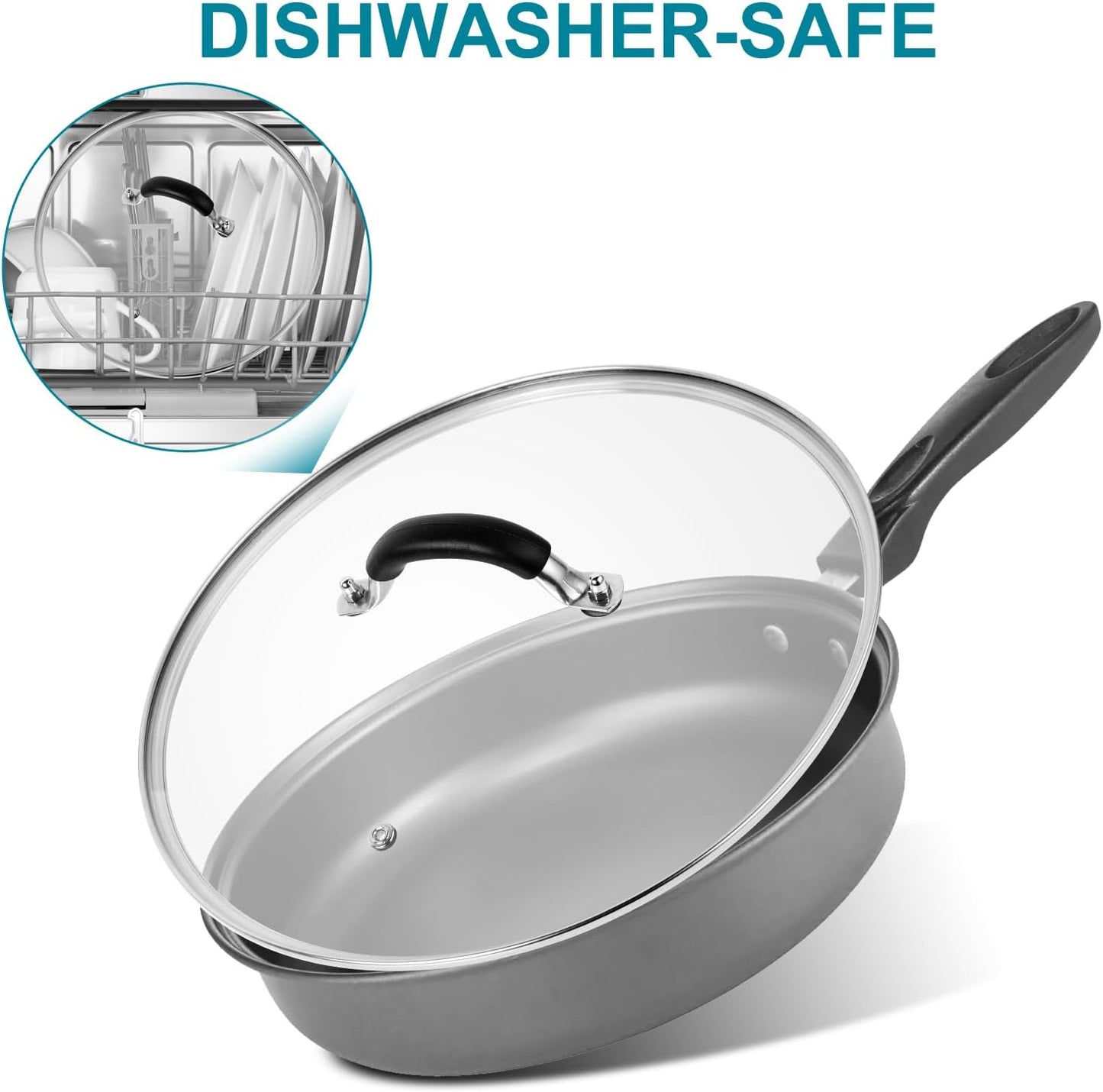 8 Inch Pan Lid - Glass Lid with Stainless Steel Handle for Frying Pan and Pots (8" Lid)