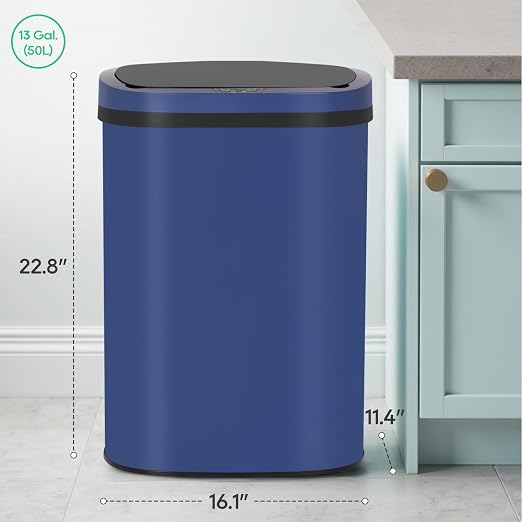 BestOffice 13‑Gallon Automatic Sensor Trash Can, Deep Blue – 50 L Touchless - Image 7