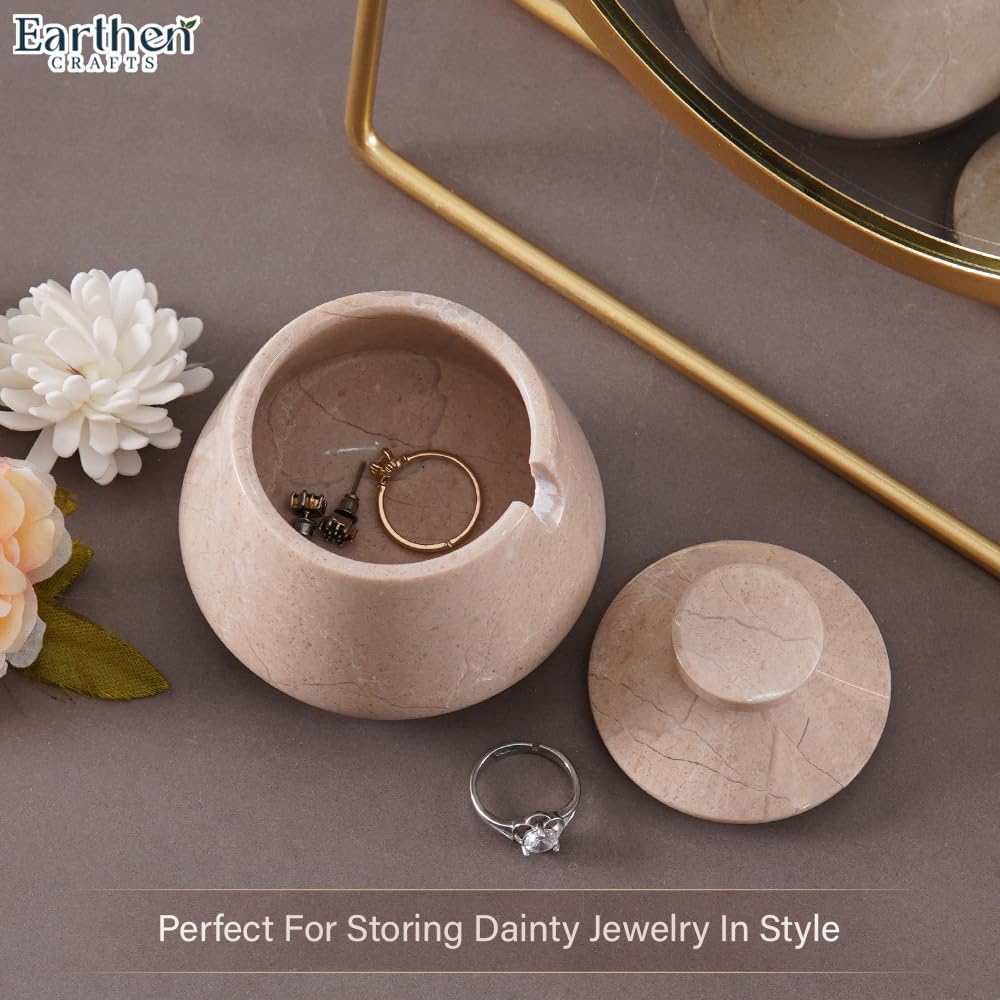 Marble Salt Cellar with Lid 3 Inch Verona Handmade Salt Box, Seasoning Container & Spice Jars with Spoon, Stone Salt Holder for Counter, Spice Jar