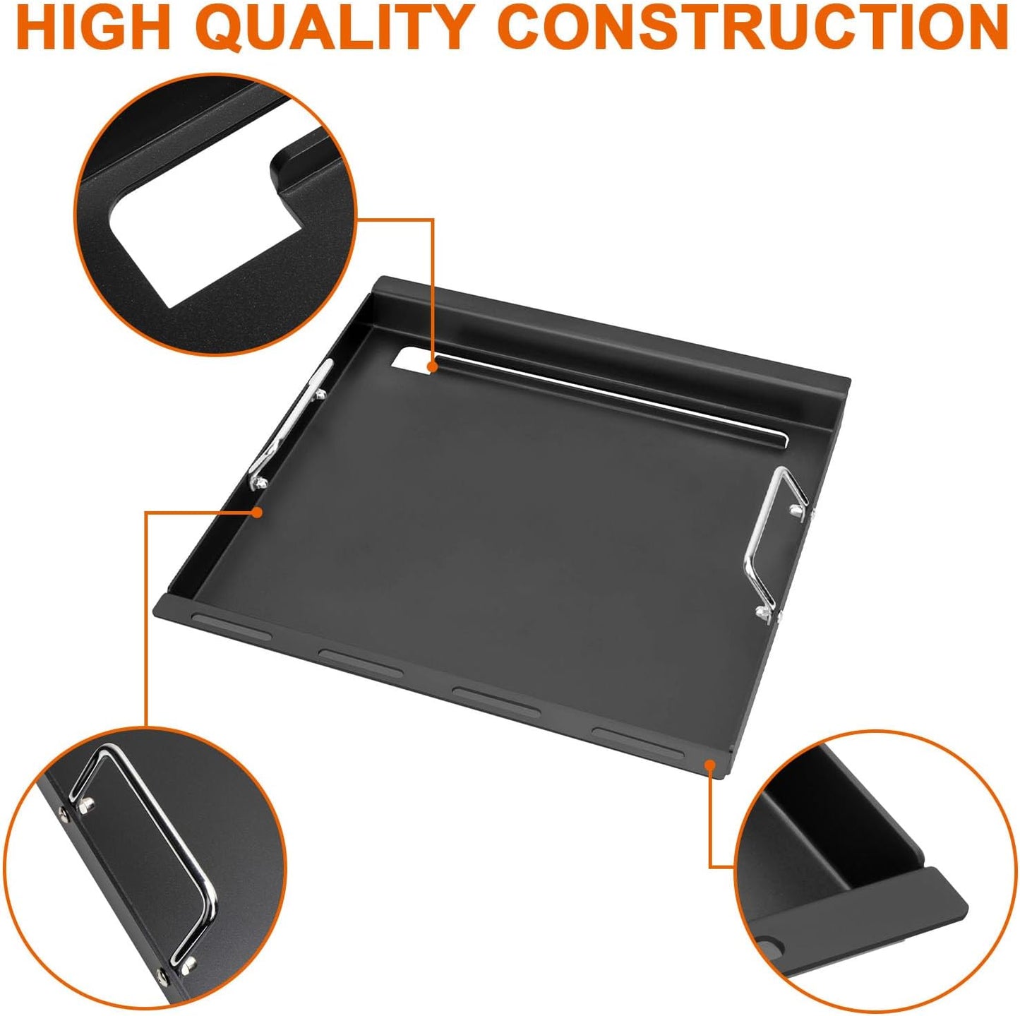 Full-Size Griddle Inserts for Weber Spirit I & II 200 Series Grills, Flat Top Grill Griddle for GS4 Spirit E-210 E-220 S-210 S-220, Rectangular Grill Insert Replacement for 7637 Grates