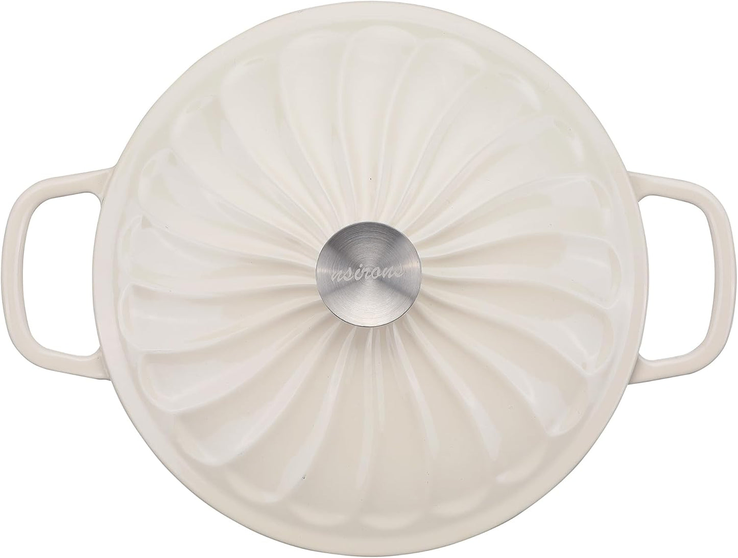 Enameled Cast Iron Braiser, 3.8 Quart Enamel Dutch Oven with Handles, Cast Iron Braiser Pan with Lid,Enameled Cookware (White)