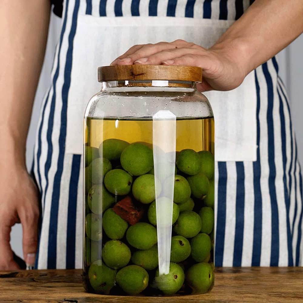 Large Glass Jars with Airtight Wooden Lid, Food Storage Glass Canister, Clear Cereal Storage Container for Flour, Sugar, Coffee Beans, Snack (1 Gallon (4000ml))
