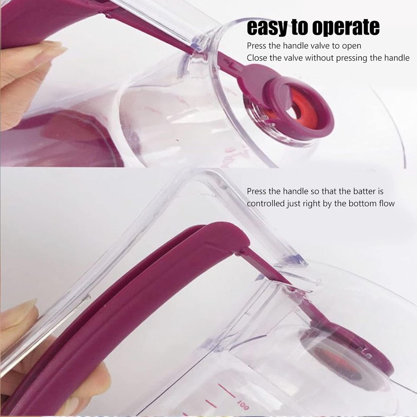 Pancake Batter Dispenser, 900ml Batter Separator with Measuring Label Cookie Separator Batter Cream Speratator for Pancakes, Cupcake, Waffle, Muffin Mix, Crepe & Cake