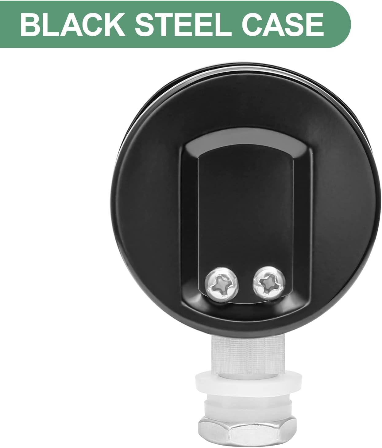 MEASUREMAN Black Steel Pressure Cooker Gauge, Pressure Canner Gauge, Steam Pressure Gauge, 2" Dial, Lower Mount, Including Hexagon Gasket and Nut