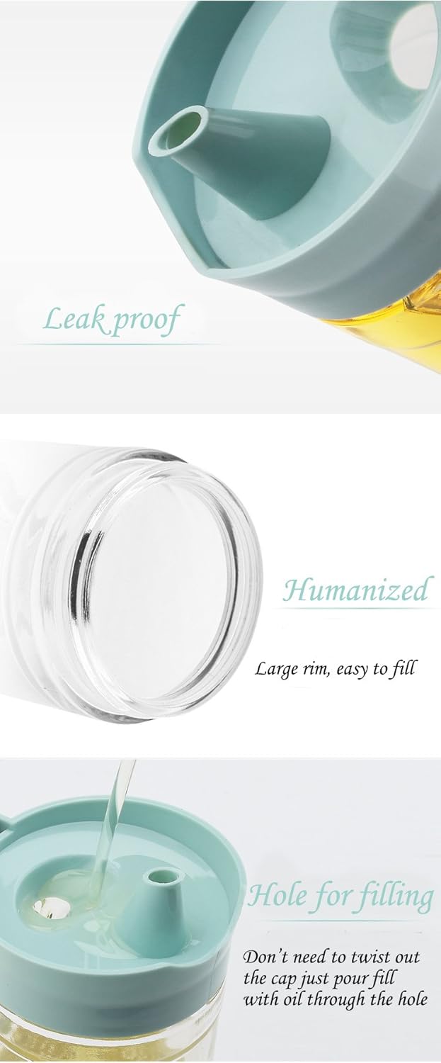 TENTA KITCHEN Oil Dispenser Vinegar Dispenser Maple Syrup Dispenser Glass Bottle Cruet No Drip Plastic Bottle Spout with Protective Cap drip Free Pour spout restarant 22Oz (Purple 1PC)