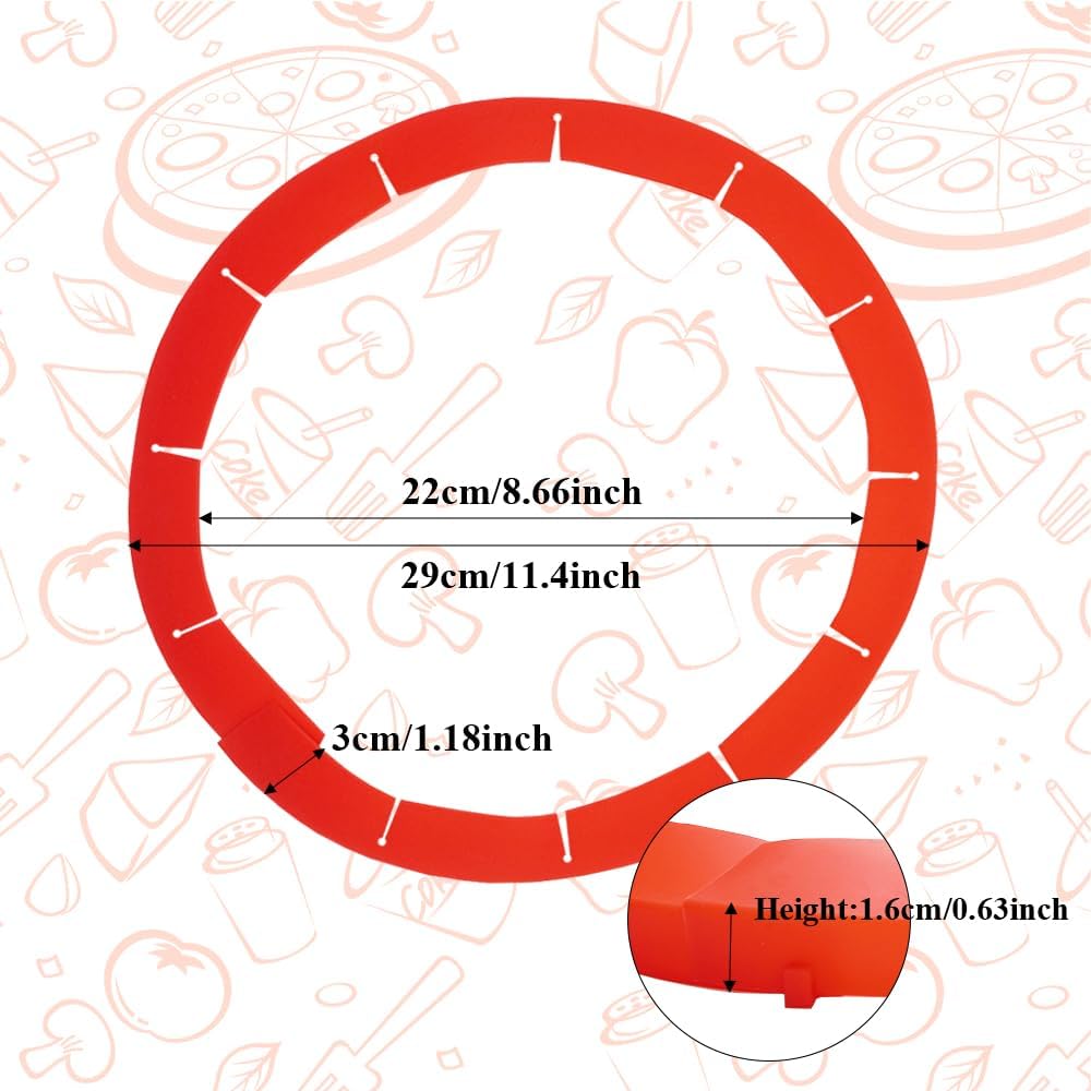 Adjustable Pie Crust Shields, Silicone Baking Protectors, Cover Ring Tools Fits 8-11.4 Inch Pies, Baking Pie Pizza Crust Shield Protector Cover for Edges (Red)