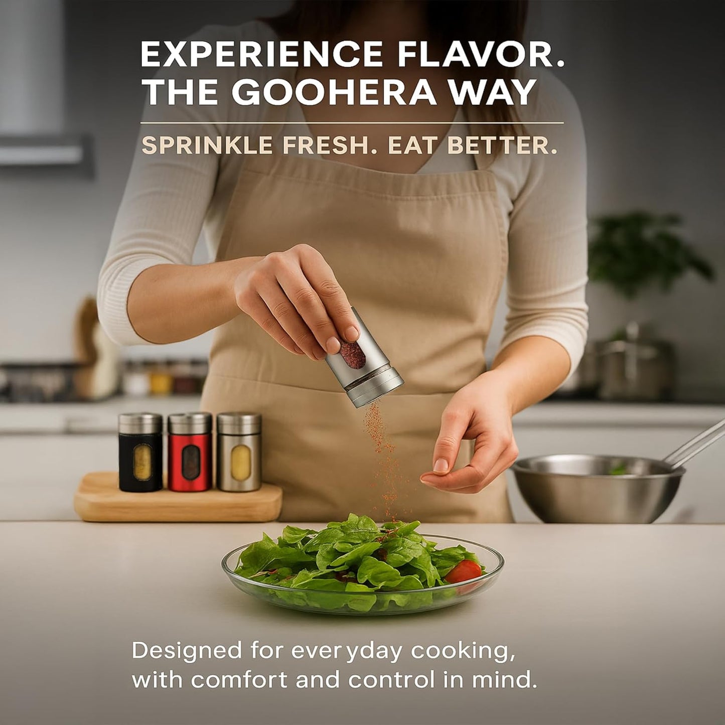 4-Piece Premium Stainless Steel Salt and Pepper Shakers Set – Adjustable Pour Holes Spice Dispenser for Salt, Sugar, Cinnamon, and Pepper – Stylish Kitchen Seasoning and Spice Shaker Set (Black)