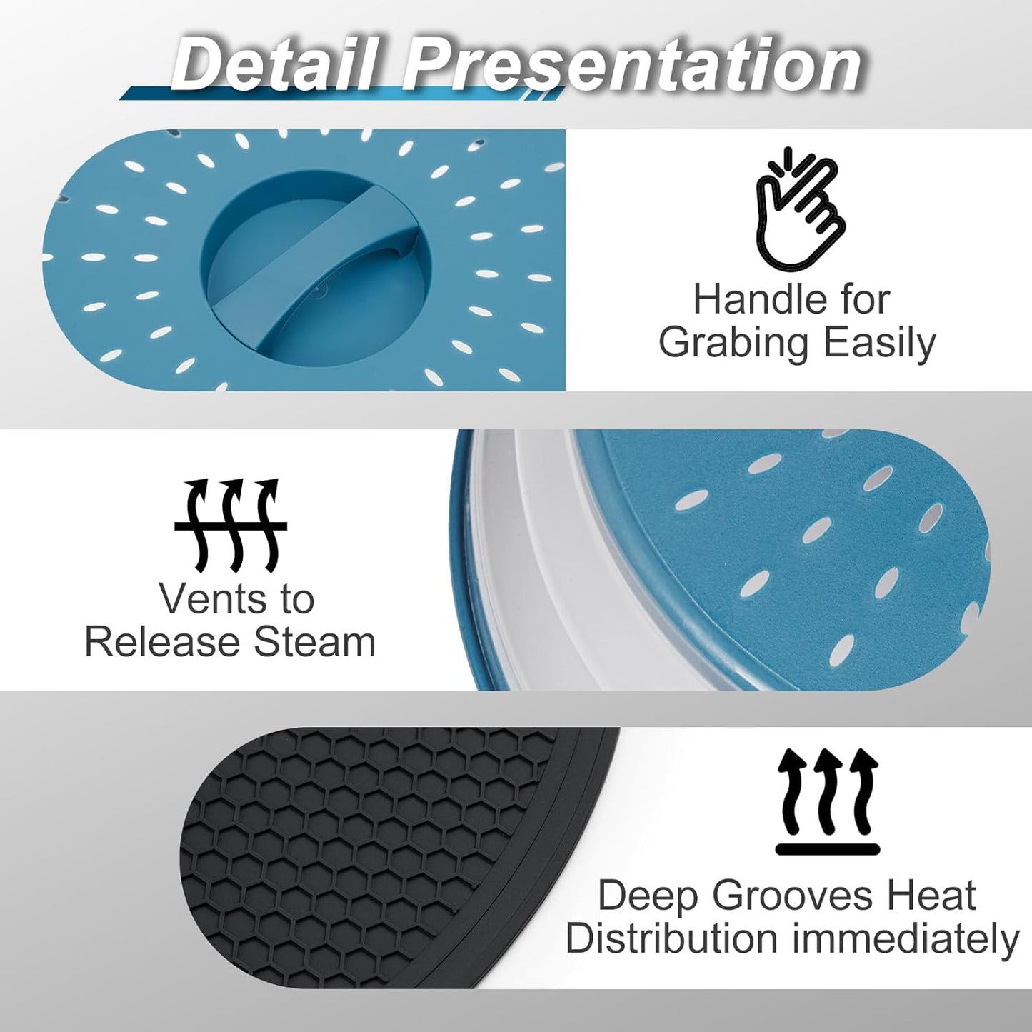 2 in 1,WENWELL Microwave Splatter Cover for Food & Mat, Vented Collapsible Kitchen dish bowl Plate lid Can be Hung, Easy to Shake Hands,Drainer Basket,BPA-Free Silicone & Plastic