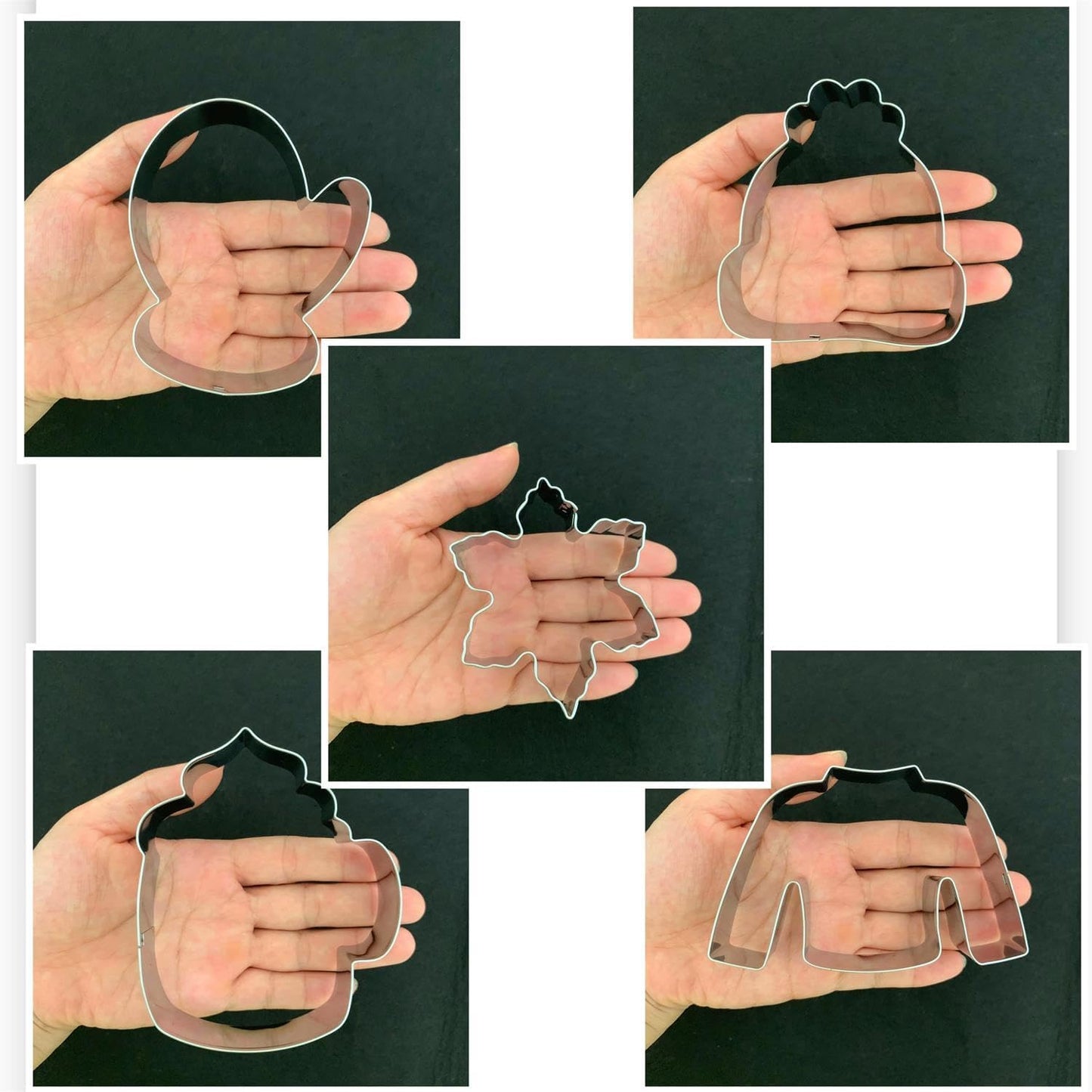 New Winter Christmas Cookie Cutter Set-5 Piece-Ugly Sweater, Hat, Mitten, Snowflake, Coffee Mug Cookie Fondant Biscui Cutters for Ugly Vintage Christmas Thanksgiving