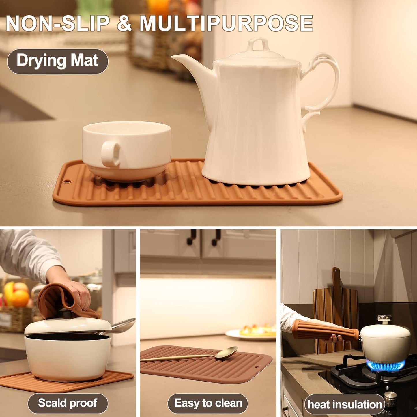 Joyhalo Silicone Trivet Mats Pot Holder Hot Pads Plate Holder Gripper Pad Garlic Peeler Drying Mat Coasters