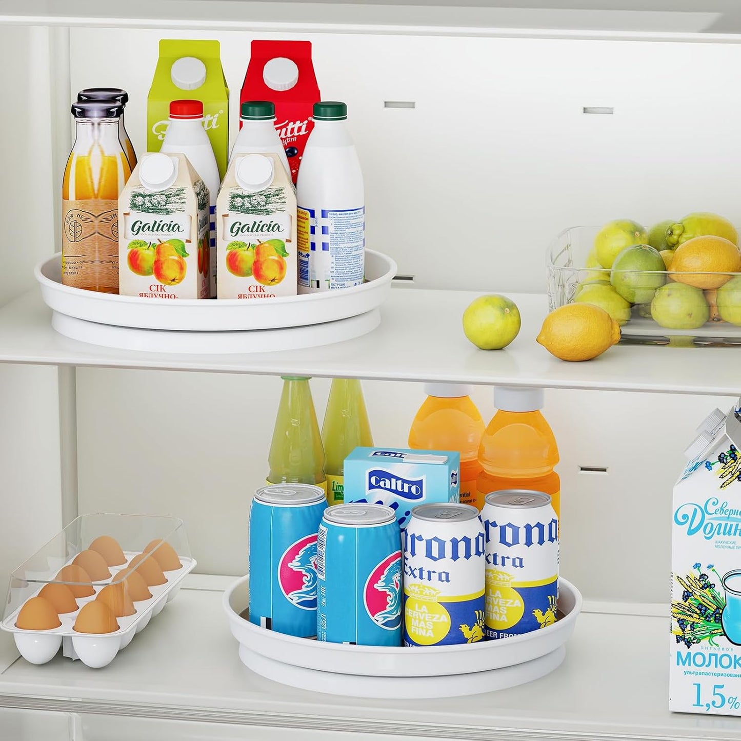 LAMU 2 Pack Lazy Susan Organizer, 10'' Lazy Susan Turntable for Cabinet, Table Top, Pantry, Refrigerator, Kitchen, Rustic Brown