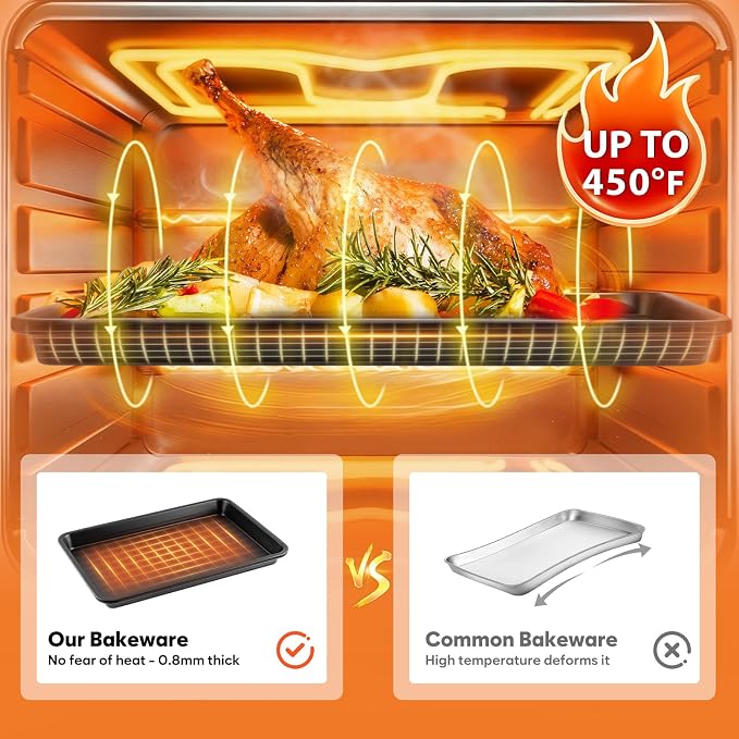 Half Sheet Pan with Cooling Rack 17.3” x 13.1”, Cookie Sheets - Image 7