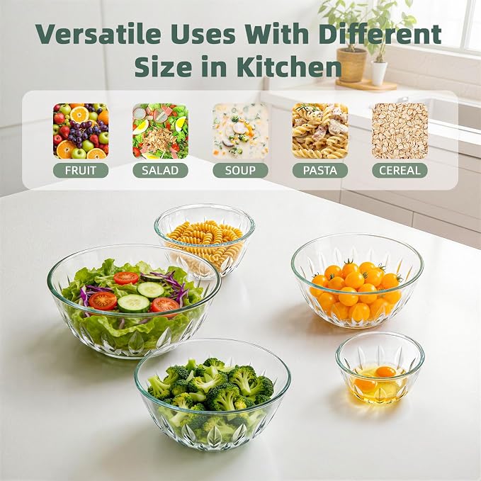 WhiteRhino Glass Bowls with Lids Set of 5(4.68QT, Glass Mxing Bowls with Lids - Image 7