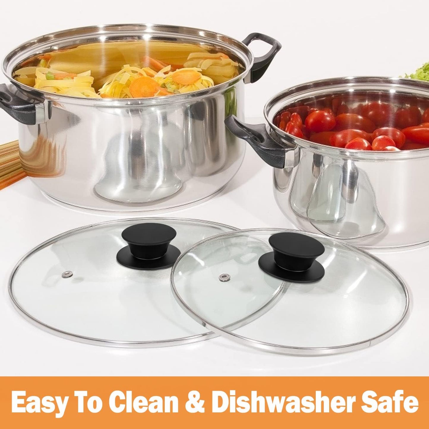 Wadaza Pan Lid 6.5 Inch - Tempered Glass Pot Lid - Oven Safe Replacement Glass Lid for Frying Pan Wok Pot Skillet