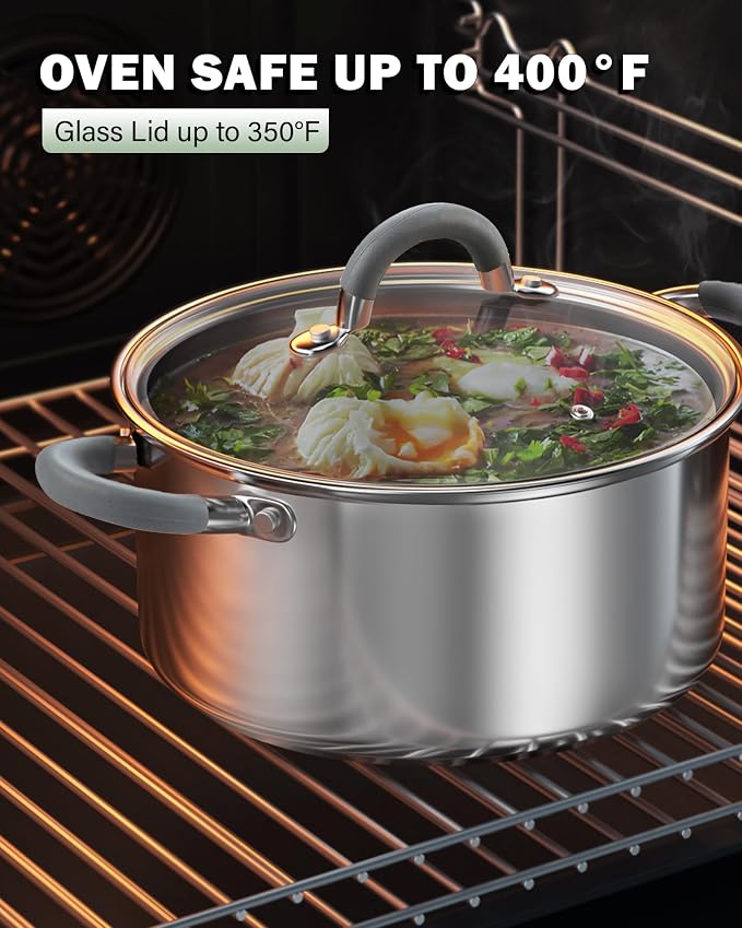 Cook N Home Stockpot with Lid, 8-Quart Basic Stainless Steel Pasta Cooking Soup - Image 9