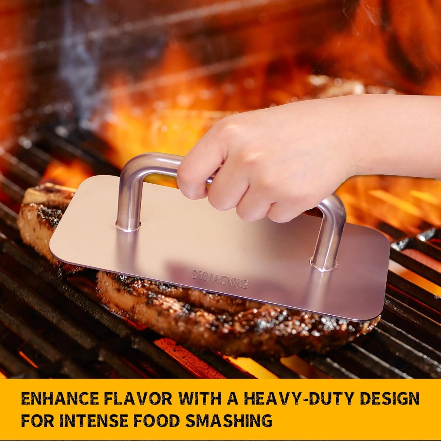 Stainless Steel Burger Press,9 Inch Heavy Duty Smash Burger Press,2.5mm Non-Stick Smooth Smasher,Square Grill Weight Press, Griddle Press Kitchen Stuff,For Cooking Beef Bacon Stea