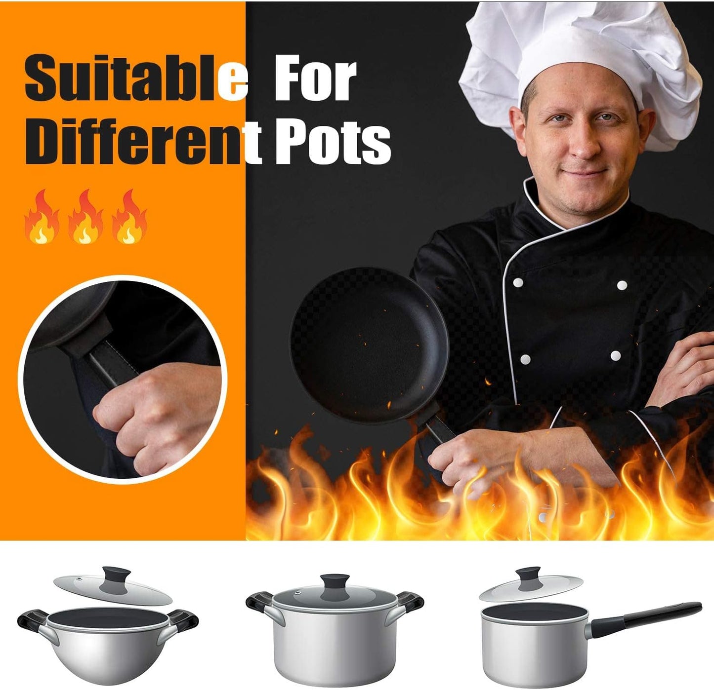 10pcs Cast Iron Handle Cover, Silicone Hot Handle Holder, Heat Resistant Cast Iron Skillet Handle Covers Potholder for Frying Pans and Griddles Kitchen Supplies