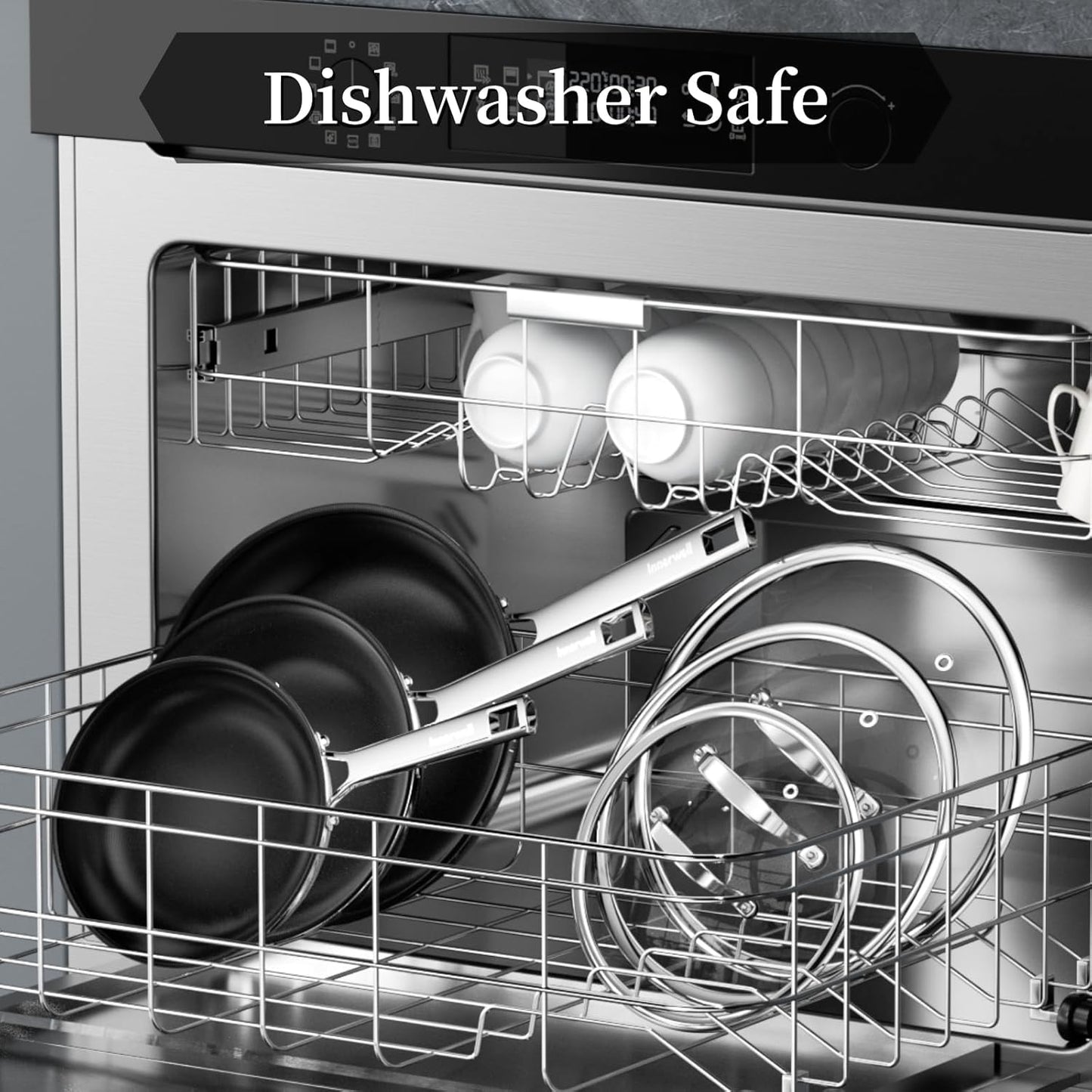 Nonstick Ceramic Frying Pan Set,8inch&9.5inch&11inch Stainless Steel Frying Pan Skillet W/Glass Lid,Titanium Ceramic Omelet Pans,Kitchen Cooking Pan Set, Compatible W/All Cooktops