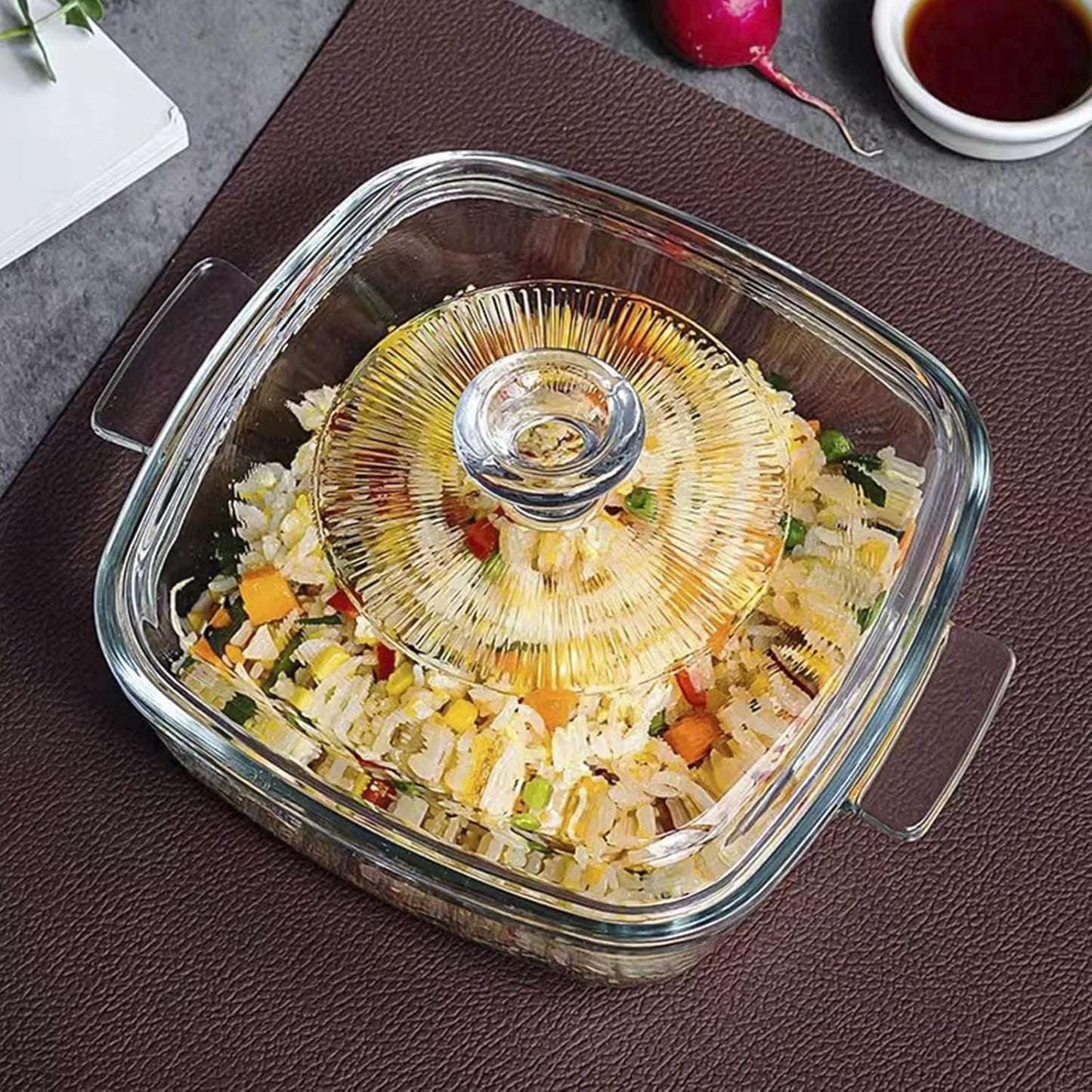 Clear Square Glass Casserole with Lid, Baking Dish with Glass Cover, Casserole for Oven, Freezer and Dishwasher Safe (1.5-Quart Square)