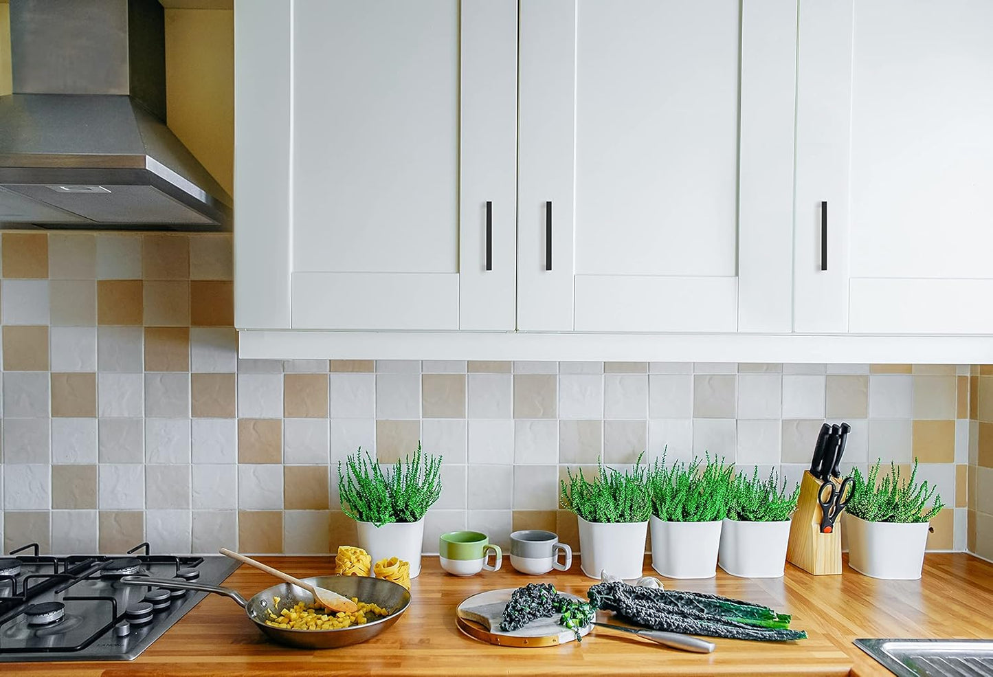 Ravinte 20 Pack Solid 4 Inch Center to Center Slim Square Bar Drawer Handles - Black Drawer Pulls Matte Black Cabinet Pulls for Kitchen Cabinet Hardware