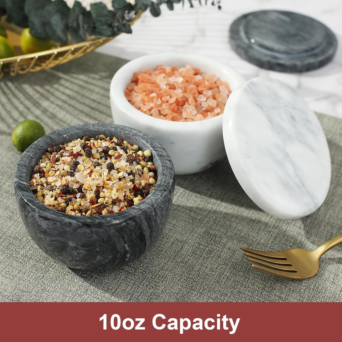 Marble Salt Box Spice keeper Black Big Salt Cellar Natural Material Salt Container Spice Cellar Large Capacity