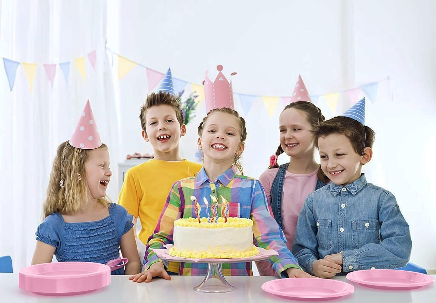 Exquisite Party Solids Pink Plastic Plates For Party 10" Pink Disposable Plates Heavy Duty Supplies 100 Pcs Plastic Dinnerware Sets Heavy Duty 350 GSM Disposable Dinnerware Set