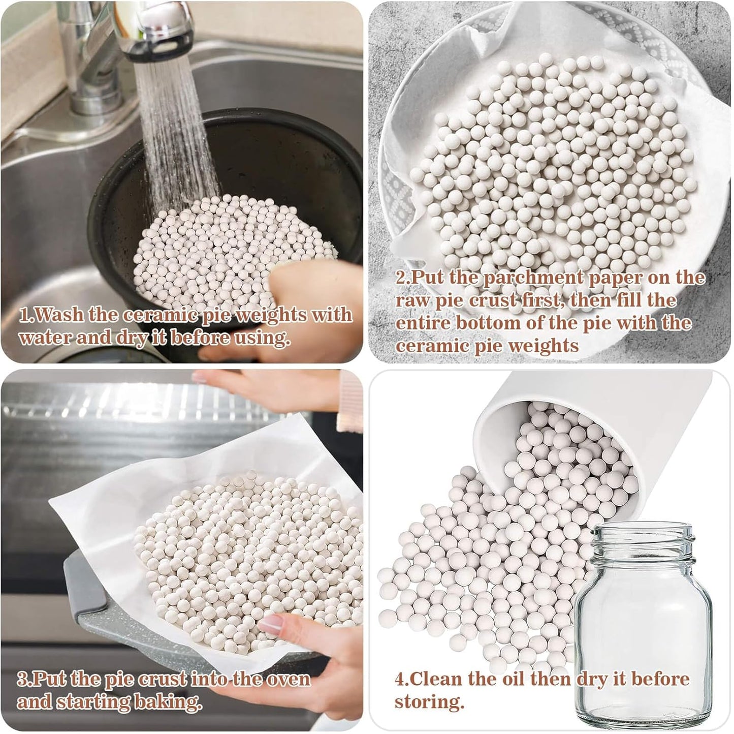 Sukh 1LB Pie Weights for Baking - Pie Crust Weights Ceramic Baking Beans for Reusable Natural Ceramic Stoneware Homemade Kitchen Must Have Round Household Steam Oven Stone