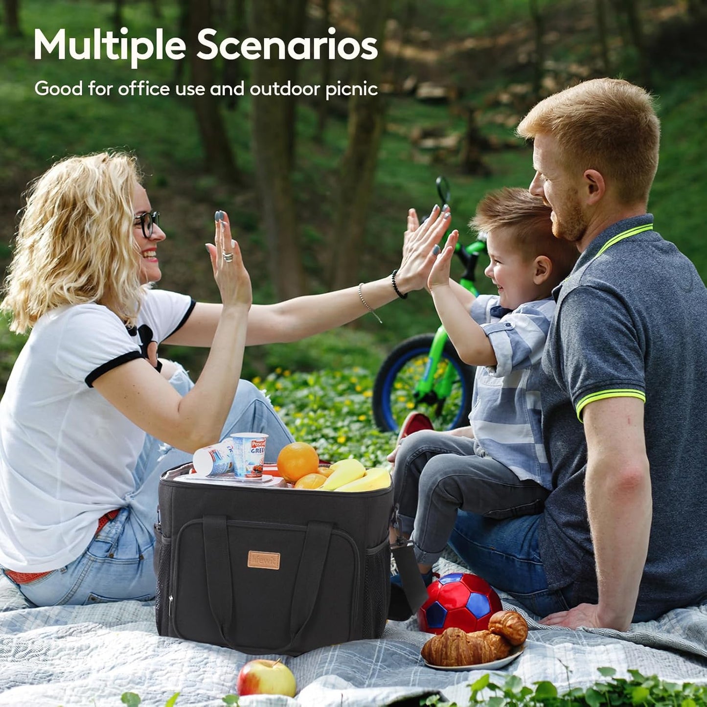 Lifewit Large Lunch Bag Insulated Lunch Box Soft Cooler Cooling Tote for Adult Men Women, Burgundy 40-Can (24L), 13.7"×11"×11"