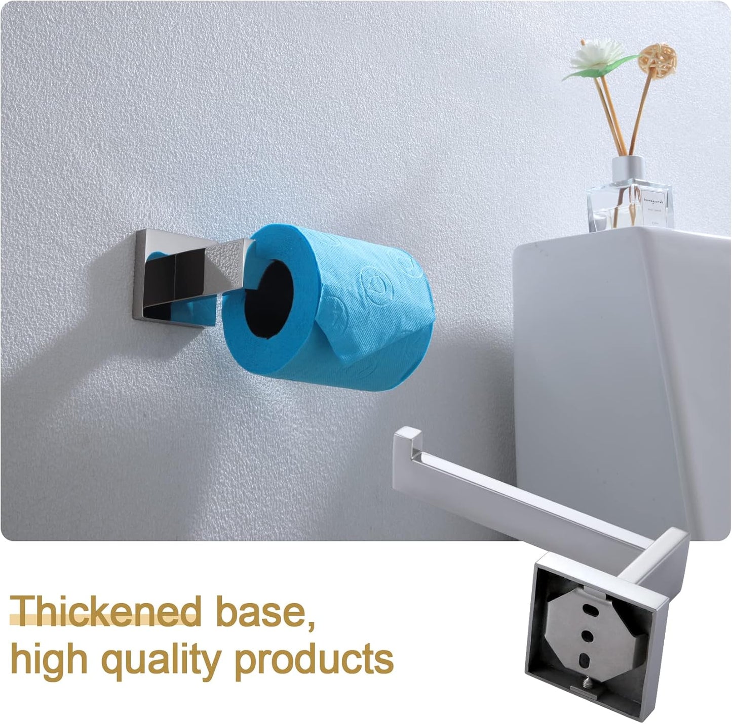 KOKOSIRI Toilet Paper Holder Chrome Toilet Roll Holder for Bathroom Kitchen Washroom T-304 Stainless Steel Wall Mounted, Polished Finish, B2003CH