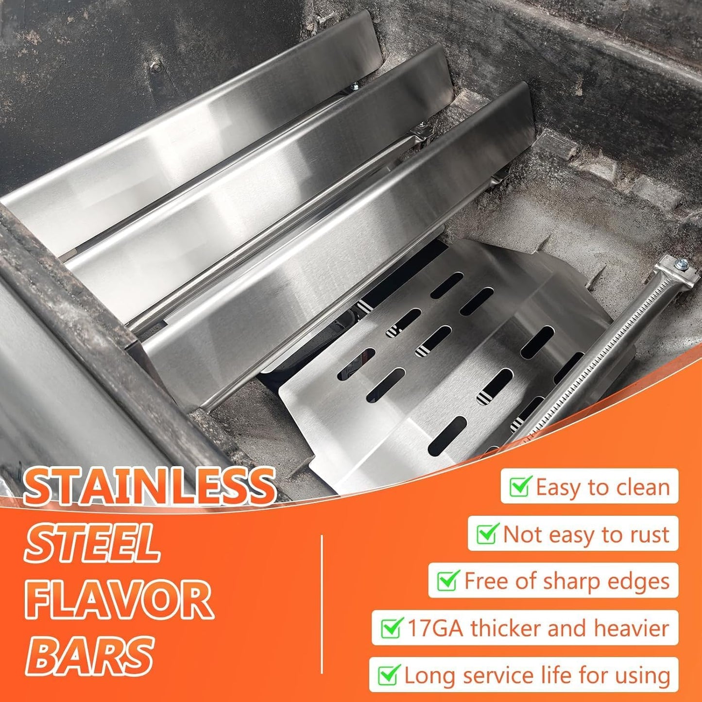 Grill Parts for Weber Genesis 300 Series, 19.5”Grill Grates & Flavorizer Bars, Heat Deflector for Weber E/S310, 320, 330 with Front Control Knobs, Replacement for Weber 7528, 7524, 7620, 7622, 65505