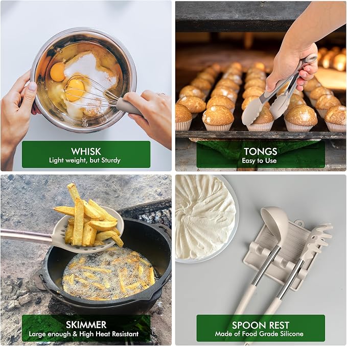 HOTEC 446°F Heat Resistant Silicone Kitchen Utensils, Cooking Utensil Set - Image 7