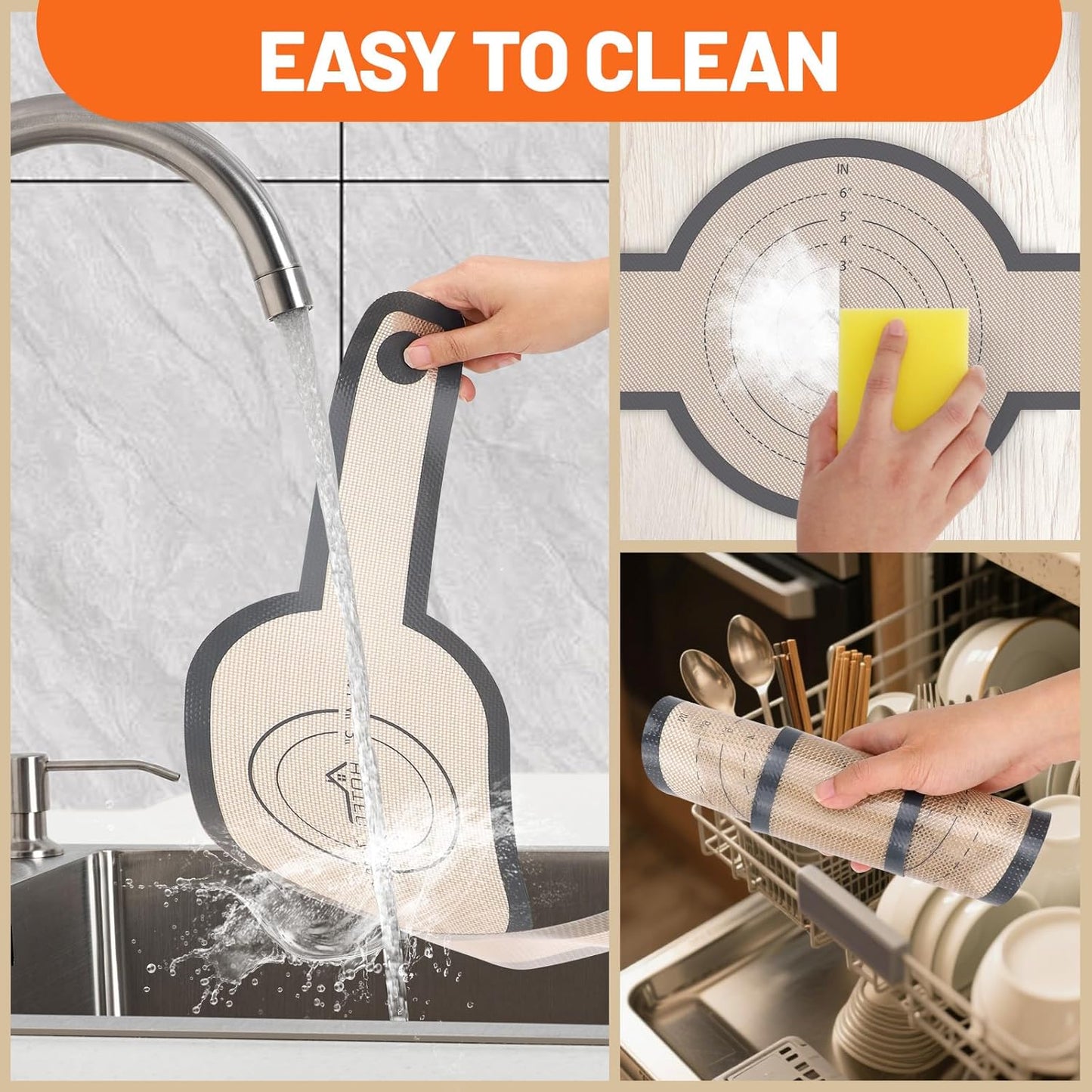 HOTEC Silicone Bread Sling for Dutch Oven - 2 Pack Non-Stick Baking Mat with Long Handle Easy to Transfer Sourdough Bread, Reusable Heat Resistant to 500°F/260°C Dutch Oven Liners Baking Supplies