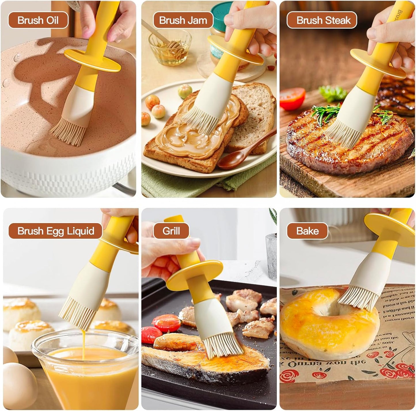 YARRAMATE 300ml /10oz Oil Dispenser with Brush - Glass Oil Bottle for Kitchen with Silicone Heat Resistant Basting Brush - Cooking Brush for Vinegar Sauce BBQ Grill Frying -Orange