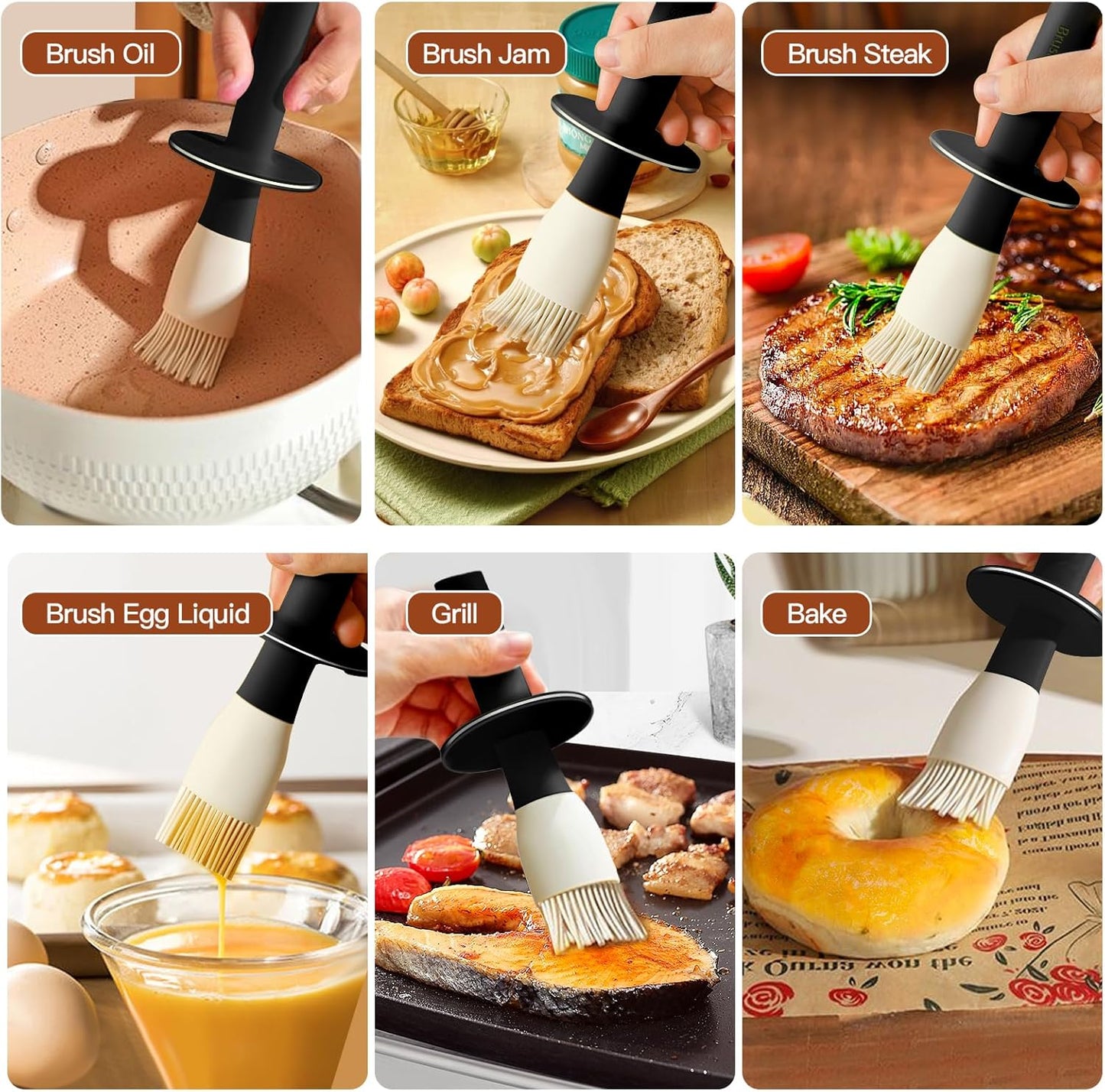 YARRAMATE 300ml /10oz Oil Dispenser with Brush - Glass Oil Bottle for Kitchen with Silicone Heat Resistant Basting Brush - Cooking Brush for Vinegar Sauce BBQ Grill Frying - Black