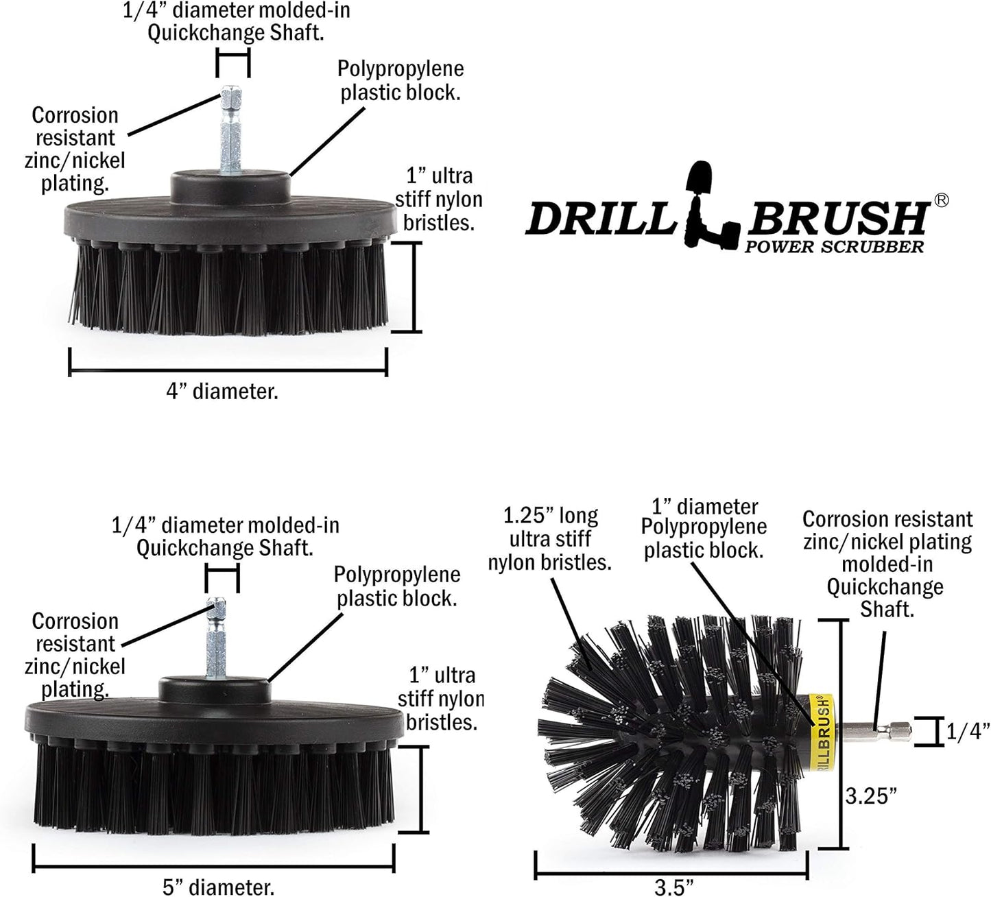 The Ultimate No-Wire Grill Brush Kit - BBQ Accessories - Drill Brush - Rust Remover - Cast Iron Skillet - Grill Cleaner - BBQ Brush - Grill Accessories - Grill Scraper - Electric Smoker - Gas Grill