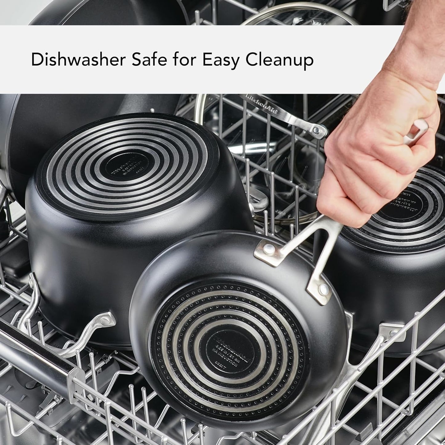 KitchenAid Hard Anodized Induction Nonstick Frying Pan Set With Tempered Lids, 4-Piece - 10 & 12 Inch – Durable, Even Heating, Oven Safe to 500°F, Dishwasher Safe, Easy-Clean