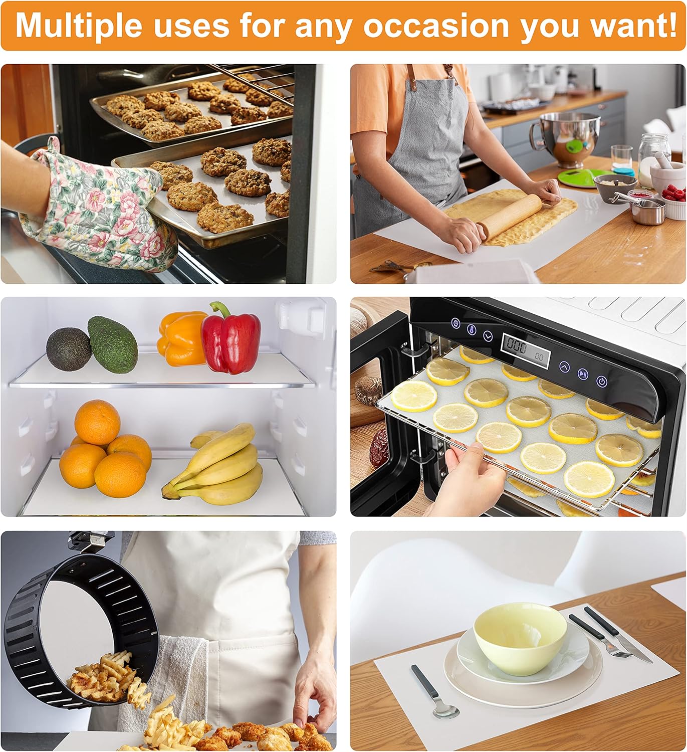 Silicone Baking Mat Roll - Best German Silicone - Non-slip Silicone Pastry Mat, Non-Stick Reusable Air Fryer Linner, Counter Mat, Oven Liner, Freeze Dryer Mat - 12IN x 13.3FT