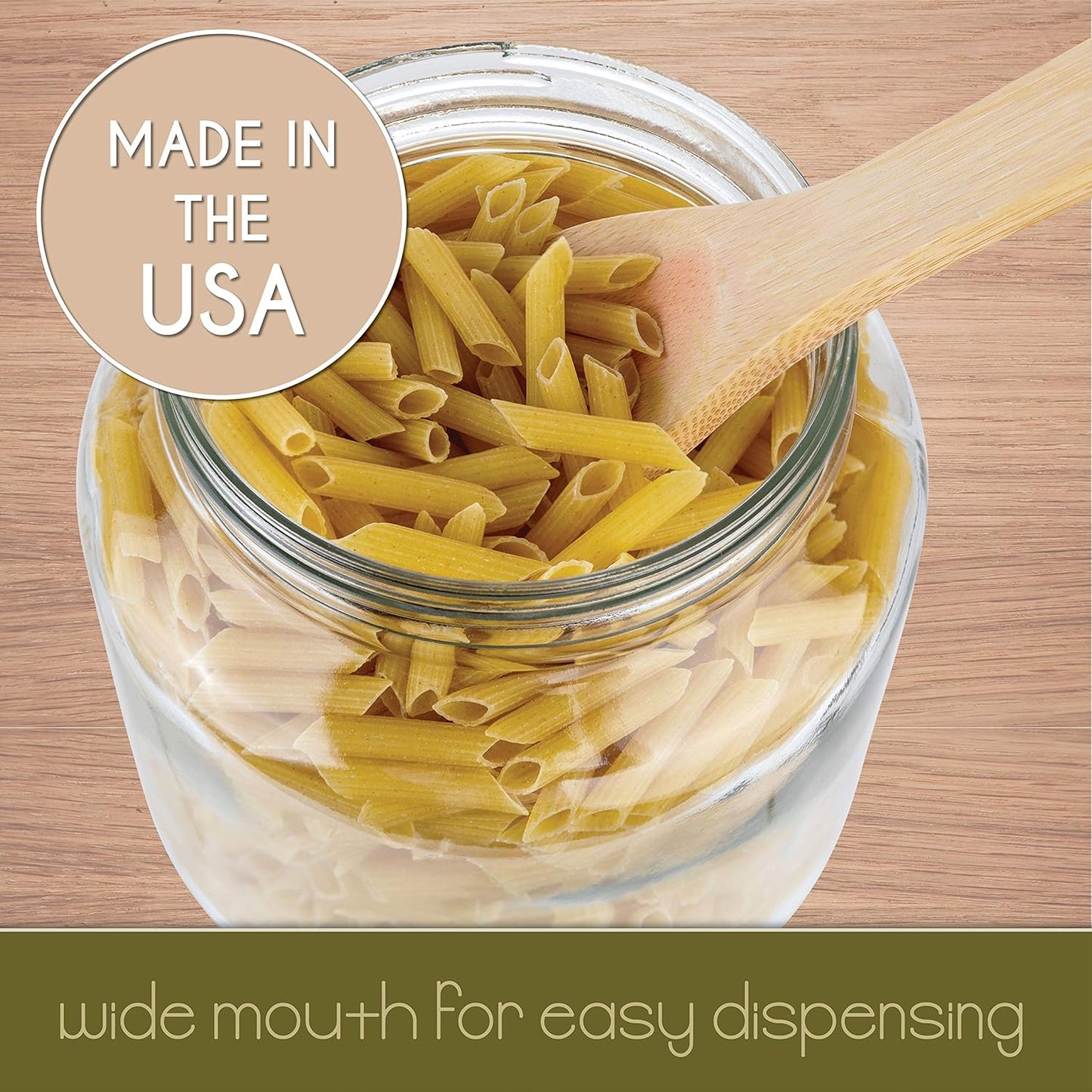 kitchentoolz Half Gallon Mason Jar 64oz – 4 Pack Wide Mouth Glass Jars with Foam-Lined Plastic Lid – Airtight Storage for Kombucha, Pickling, Canning – Big Mason Jars