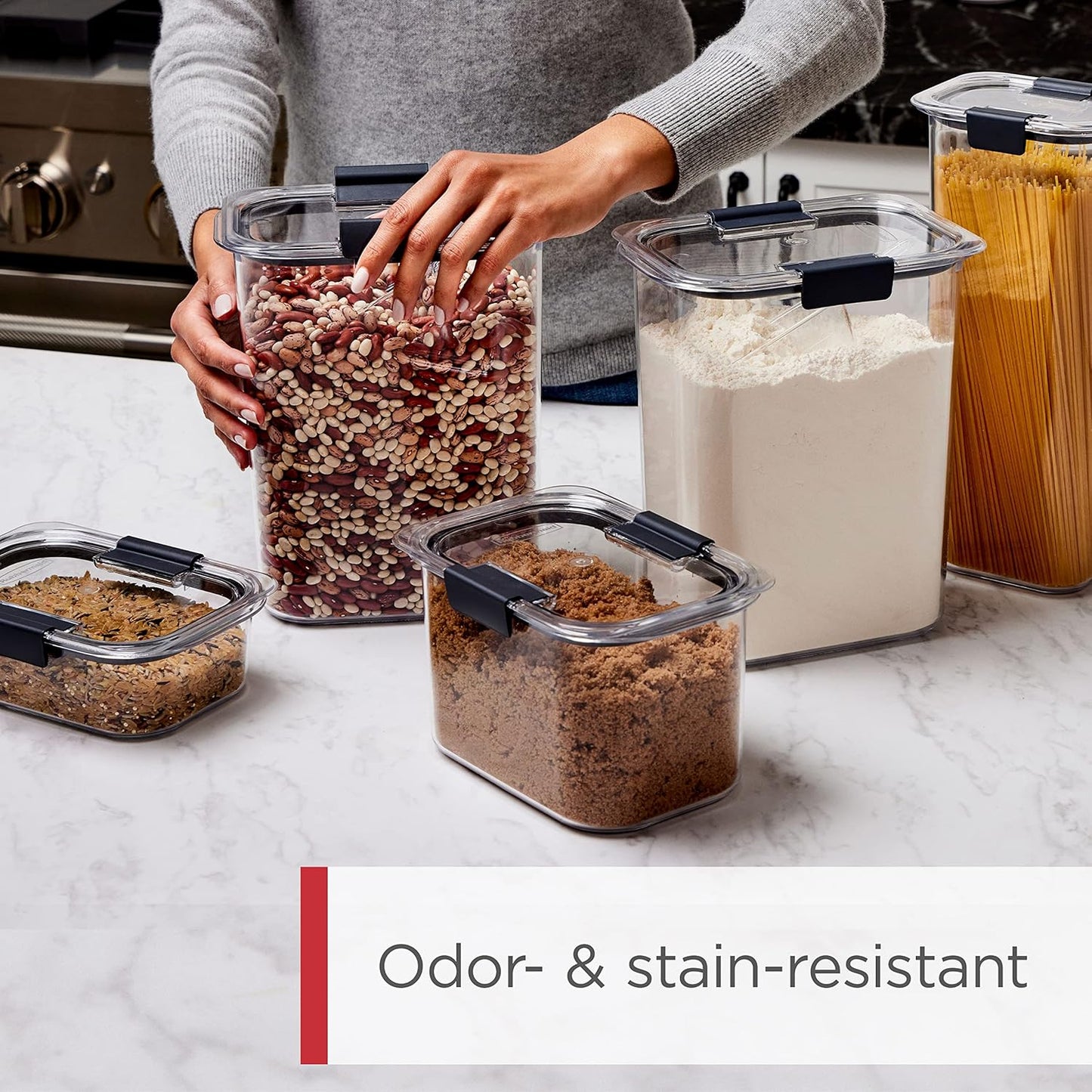 Rubbermaid Brilliance Pantry 10 Piece Set, Clear and Airtight Food and Pantry Storage Containers