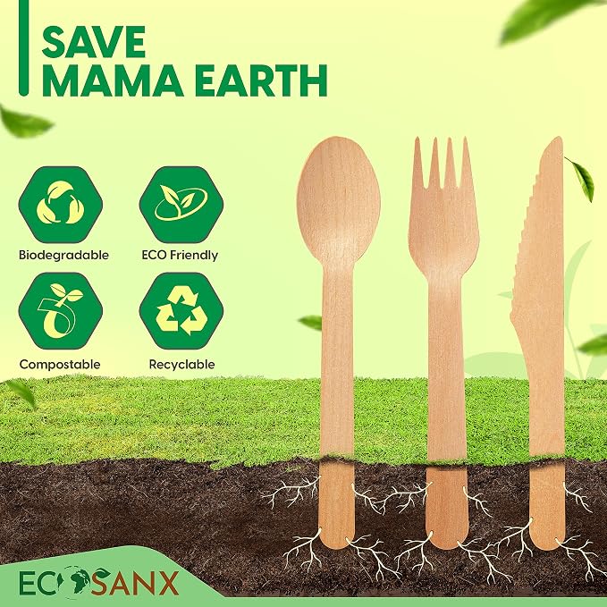 ECOSANX® 120 PCs Wooden spoons for eating, 6.5" Splinter Free small disposable - Image 7