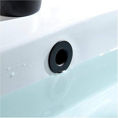 Sink Basin Trim Overflow Cover Brass Insert in Hole Round Caps Matte Black 2 PCS