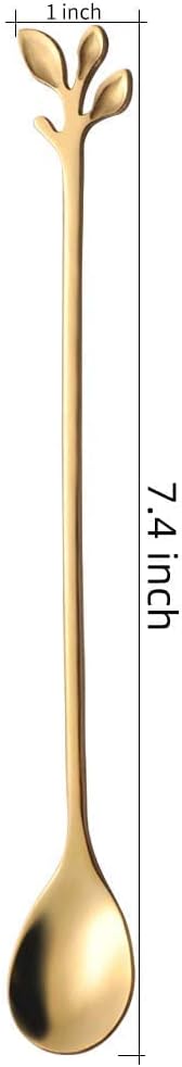 AnSaw 6-Piece Elegant Gold Leaf Long Handle Teaspoons - Image 2