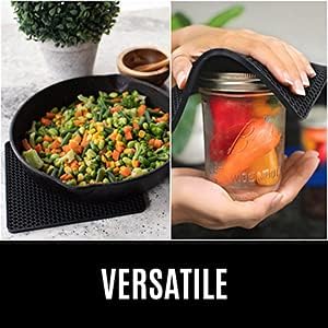 BPA-Free Soft Silicone 4 Piece Oven Mitts & Trivets Set - Image 3