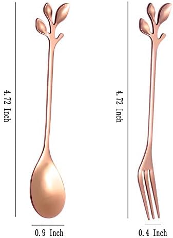 AnSaw Elegant Rose Gold Leaf Coffee Spoons - Image 2