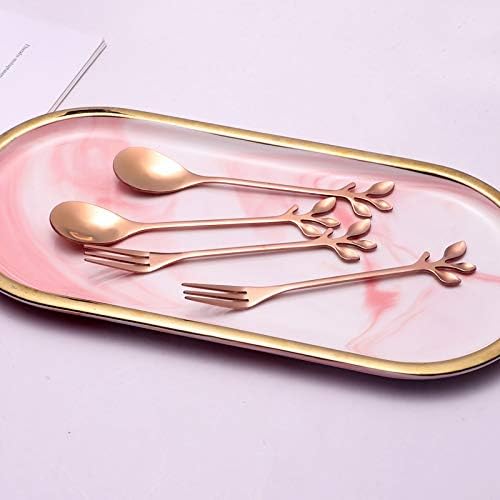 AnSaw Elegant Rose Gold Leaf Coffee Spoons - Image 9