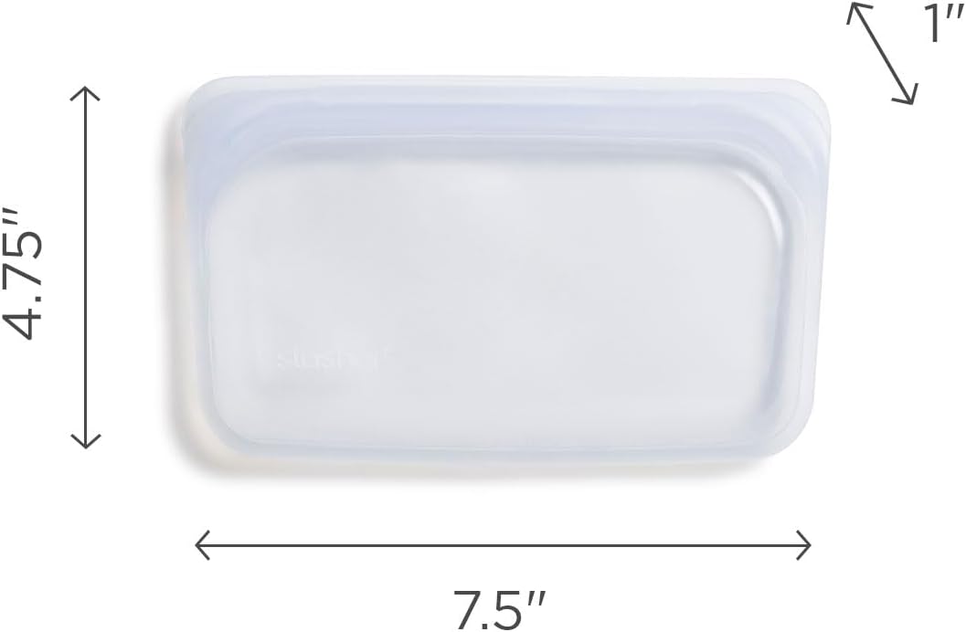 Stasher Premium Silicone Reusable Food Storage Snack Bag, Clear, Microwave, Sous Vide, Dishwasher, Oven and Freezer Safe, BPA Free, Leak-free, Eco-friendly, 12 Oz